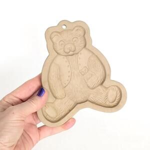 1984 Vintage Teddy Bear Stoneware Cookie Mold - Brown Bag Cookie Art